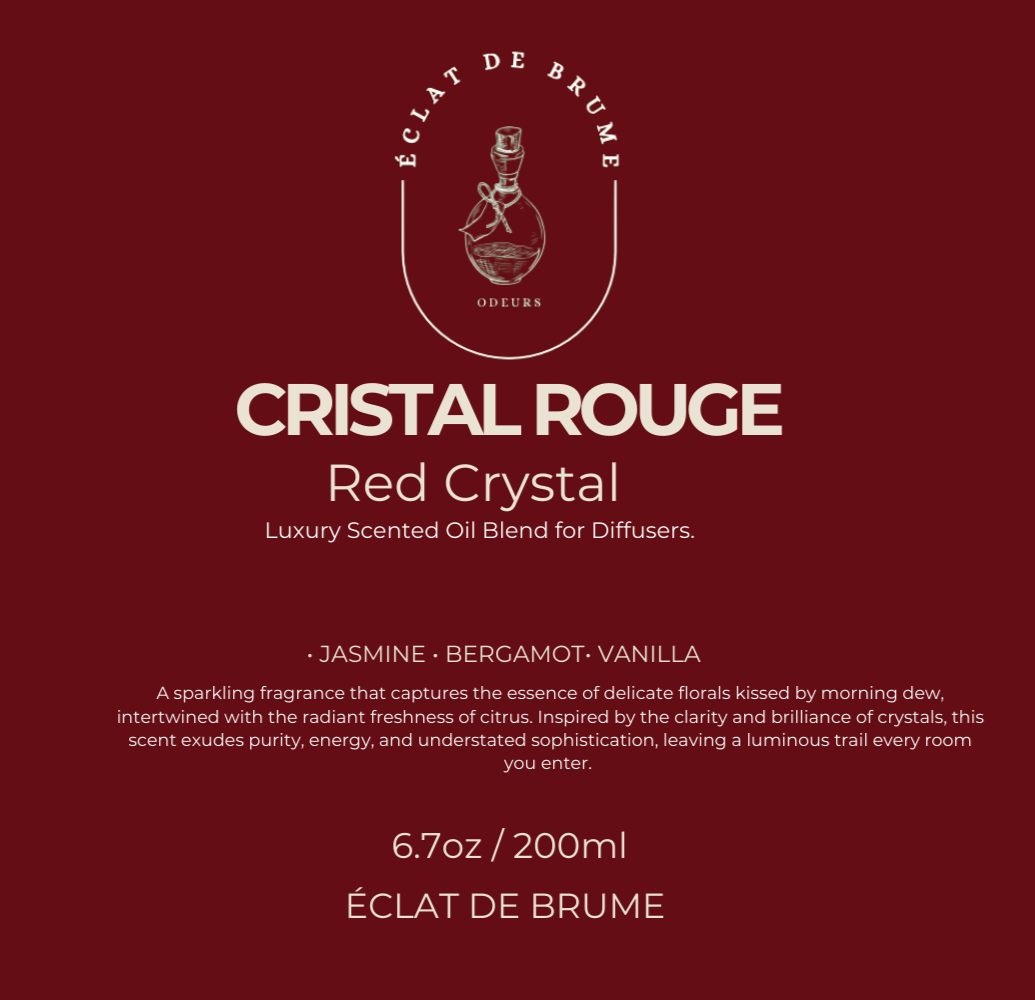 Cristal Rouge/Red Crystal: Jasmine, Bergamot, Vanilla - Inspired by Baccarat Rouge 540